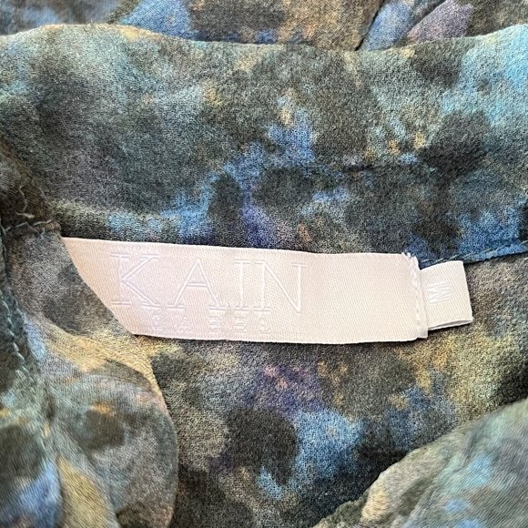 KAIN Label Blue Green Abstract Silk Button Up Top Size Medium M - Picture 4 of 5